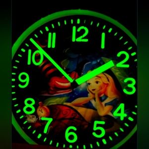 Alice In Wonderful Glow in The Dark Wall Clock New in the Box